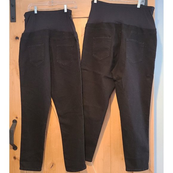 Time and Tru Women L & XL Maternity Black Denim Stretch Skinny Jeans Full Panel - Picture 2 of 10